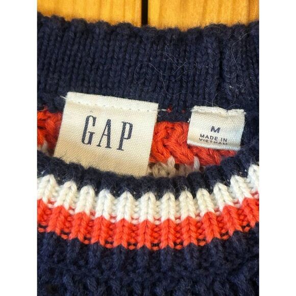 Gap Womens Crochet Knit High Neck Stripe Sweater Tank Top Size Medium (5298) - Picture 2 of 4